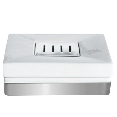 Полноразмерное изображение Мыльница Spirella Roma, цвет белый с серебряным